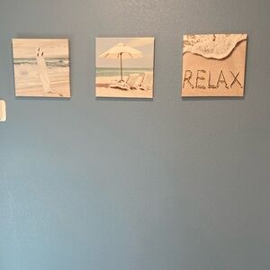 Beach-Themed Wall Art Set - Cream and Tan